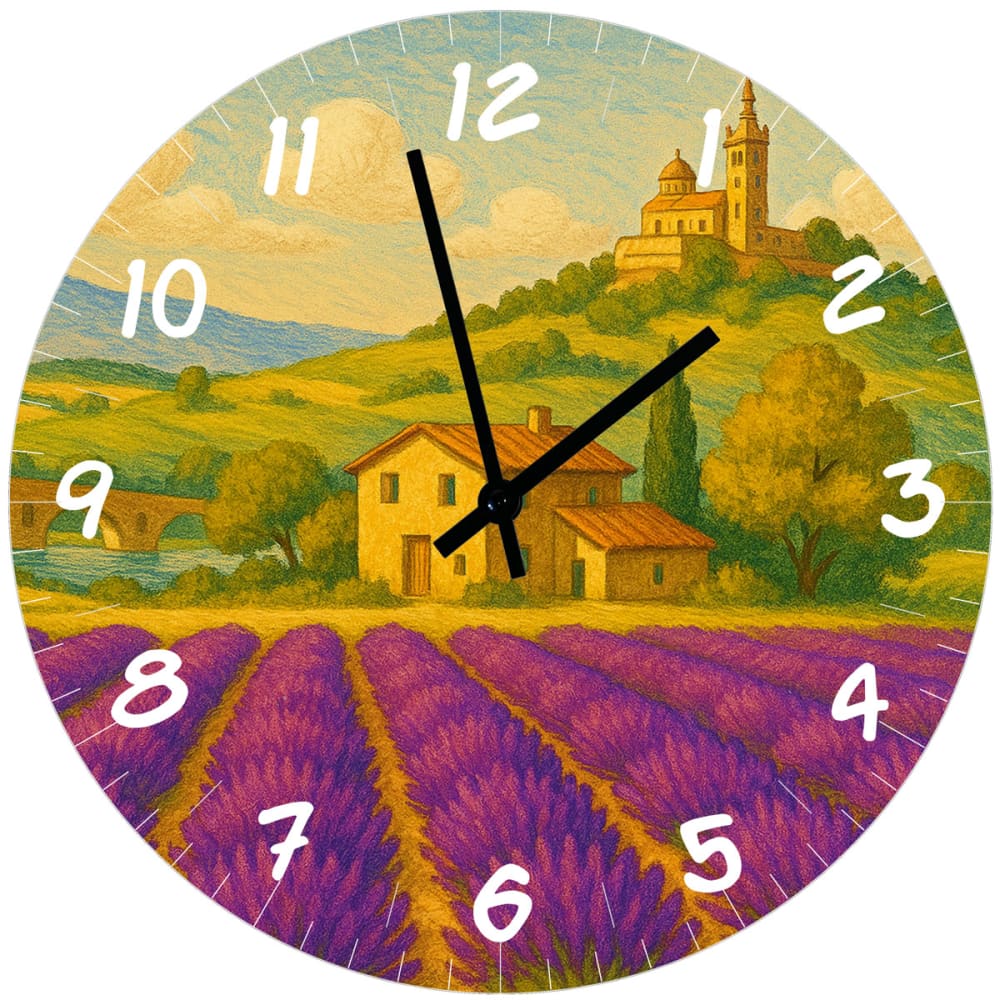 Horloge lavande de provence en verre 29 cm Horloge lavande de provence en verre 29 cm