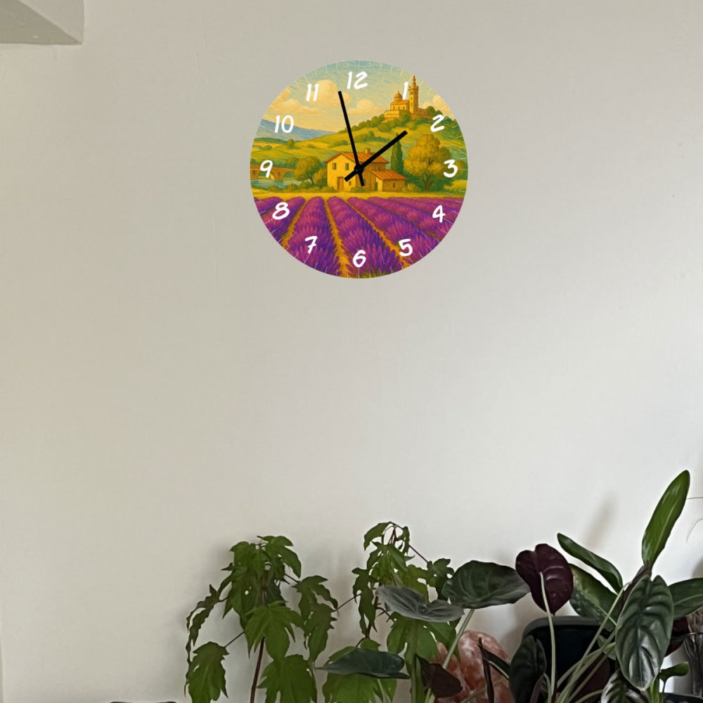 Horloge lavande de provence en verre  29 cm - Maisons du Monde