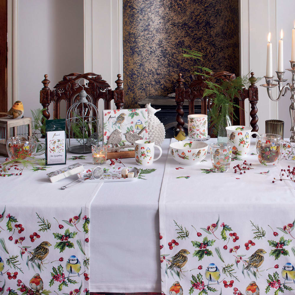 Tasse à thé en verre double paroi – Oiseaux et baies hivernales - Maisons du Monde