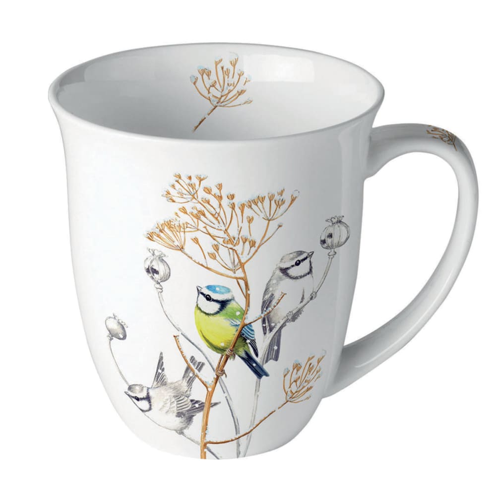 Mug en porcelaine fine oiseaux et nature