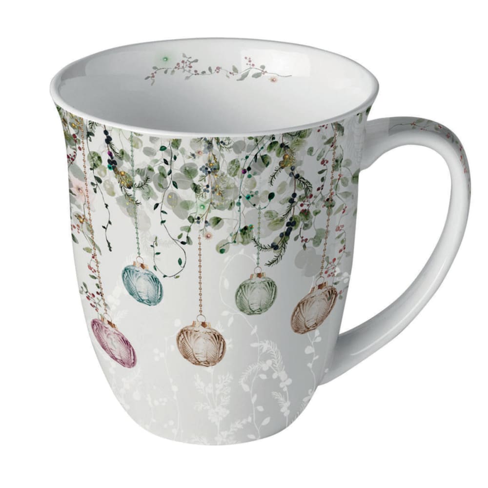 Mug de noël gris en porcelaine fine