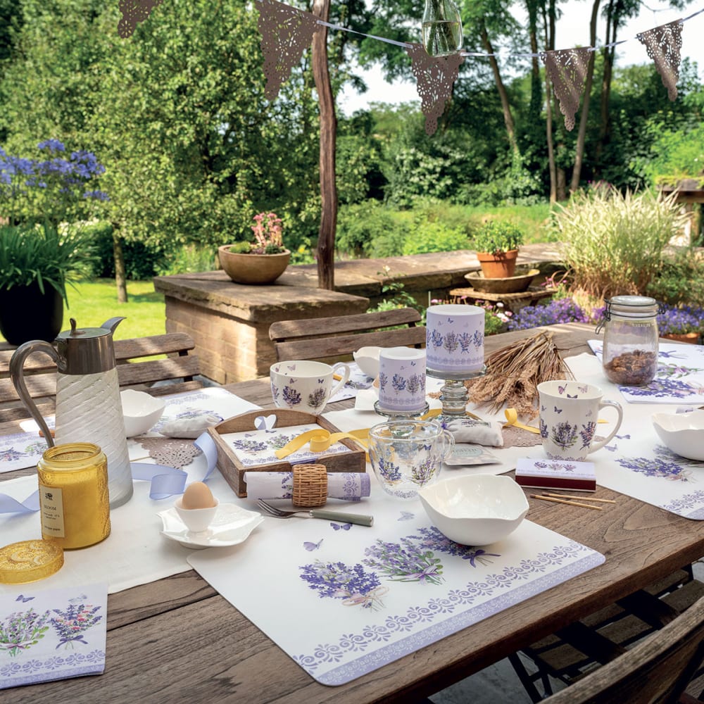 Tasse à thé en verre double paroi – Lavande et papillons - Maisons du Monde