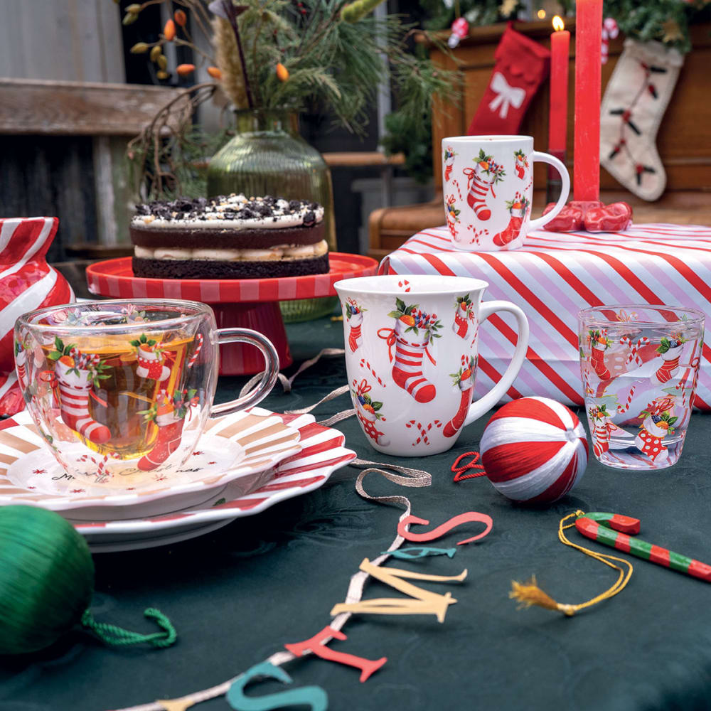 Tasse à thé en verre double paroi Noël  200 ml - Maisons du Monde