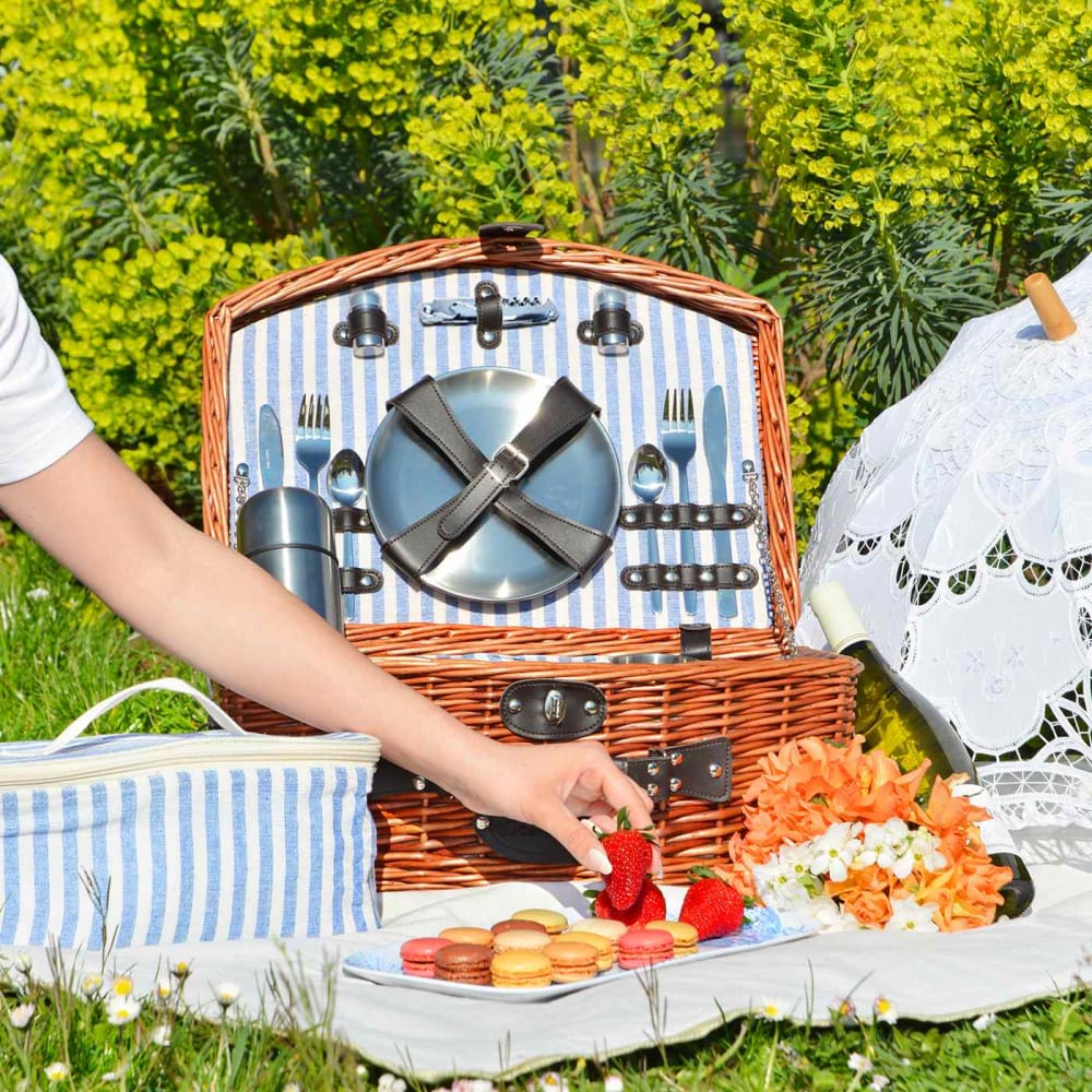 Panier pique-nique Rochefort - Bleu et blanc - 4 personnes