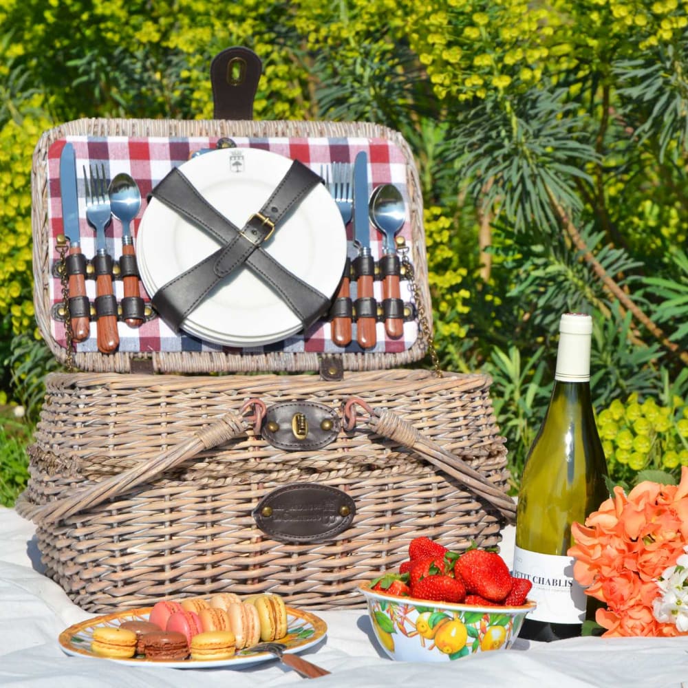 Panier pique-nique Sarlat - Rouge, blanc, bleu - 4 personnes