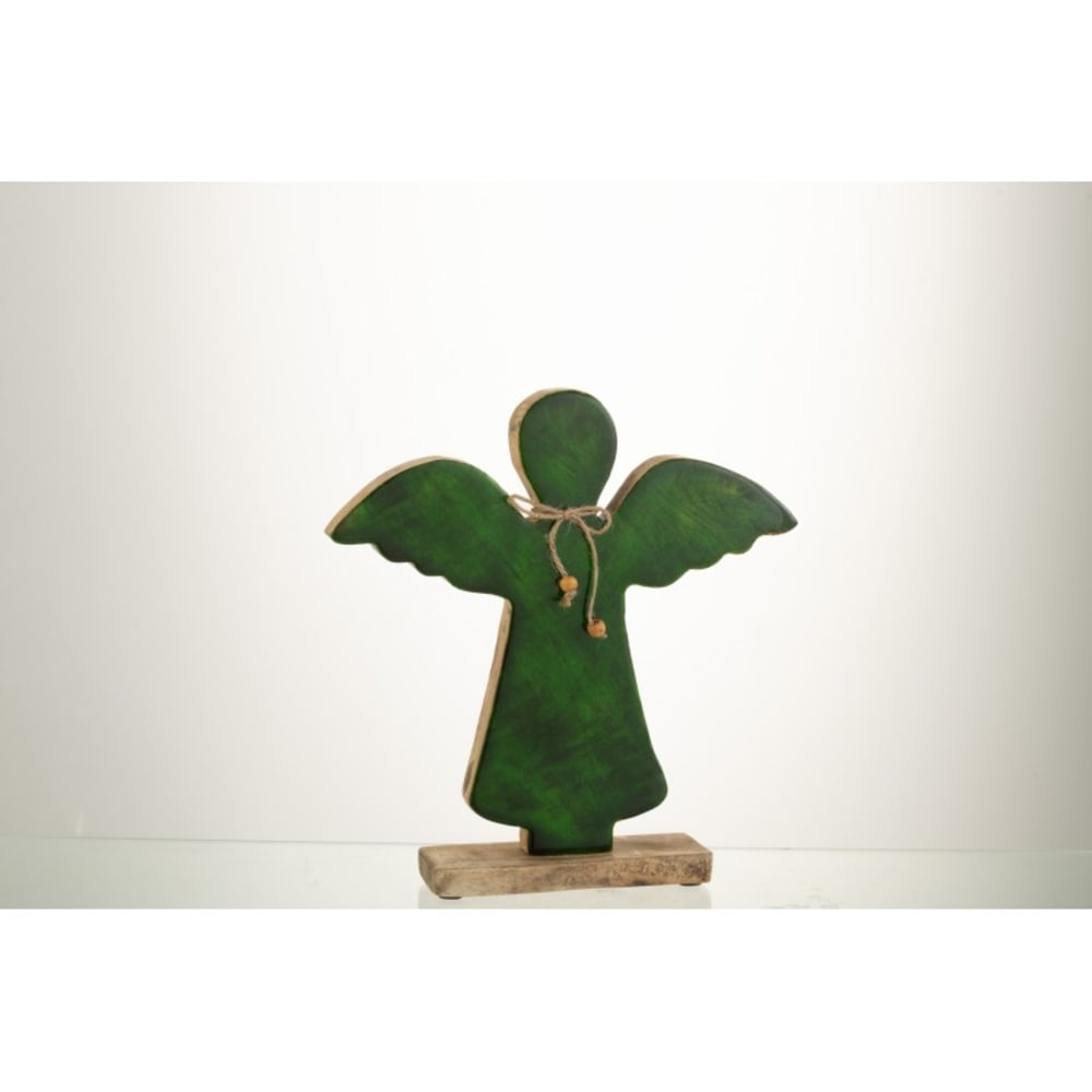 Ange sur socle en bois vert 28x26x5 cm Ange sur socle en bois vert 28x26x5 cm