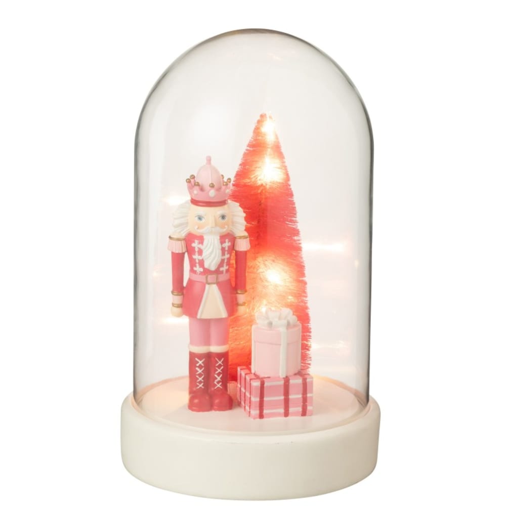 Cloche décoration Noël avec led en verre blanc 15.5x17.5x28.5 cm