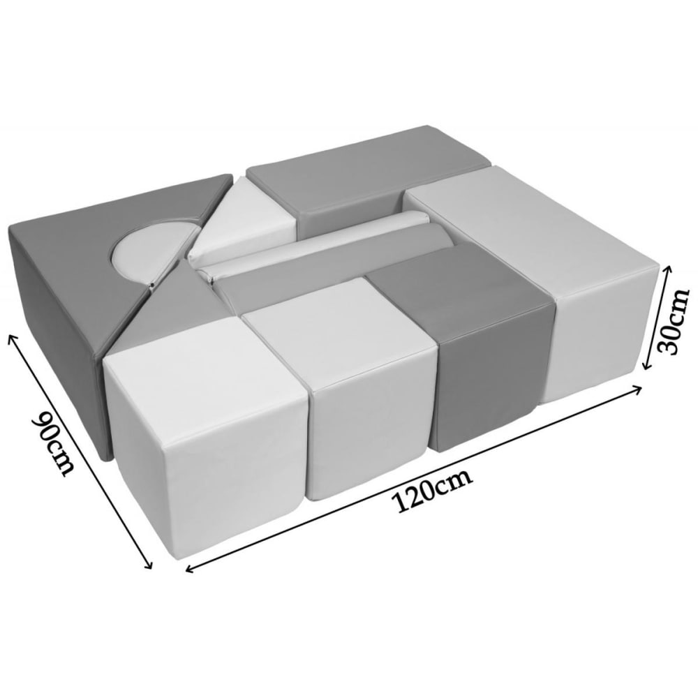 Set de 11 blocs en mousse pour le jeu blanc, gris