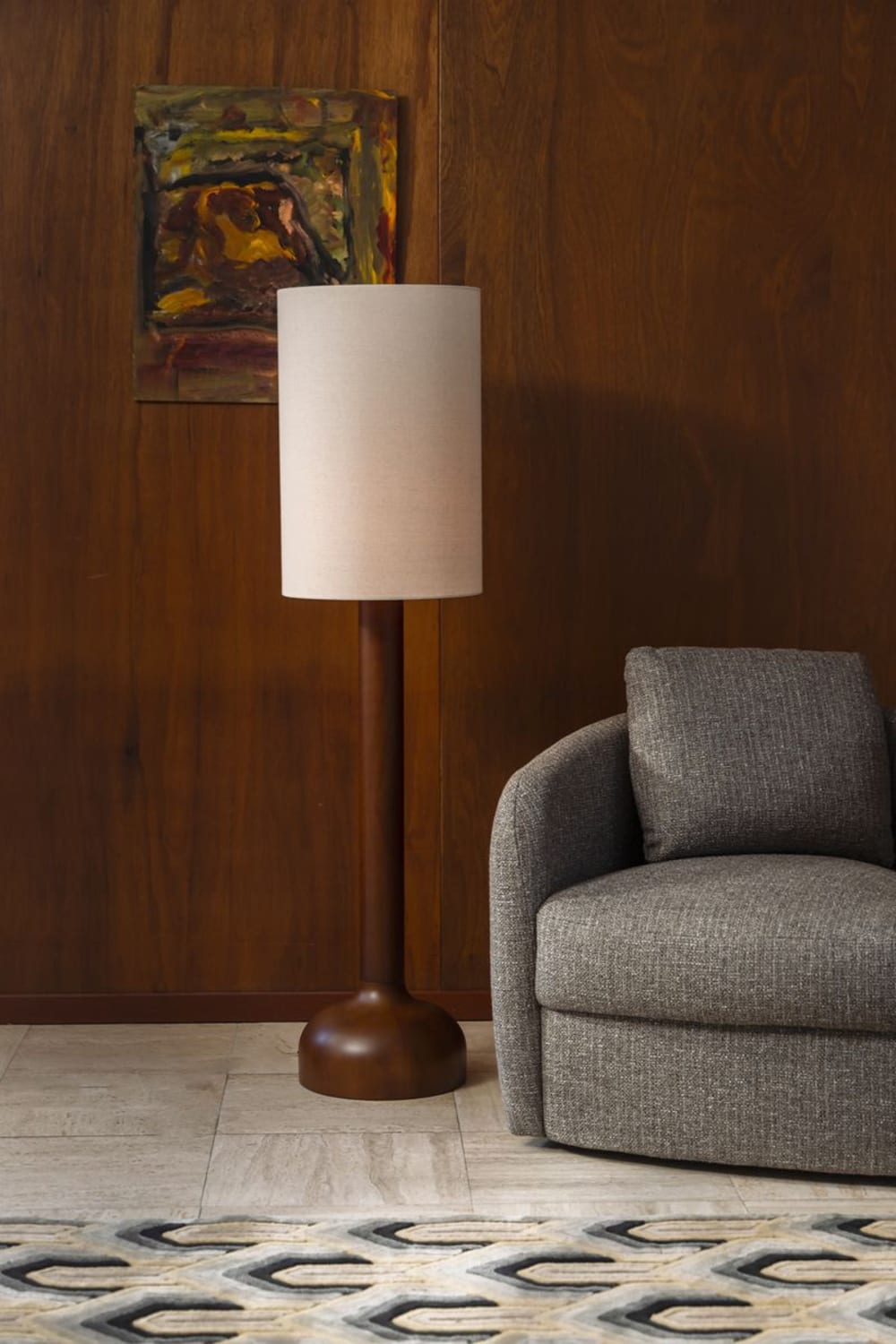 Lampadaire design en bois marron — vue 3