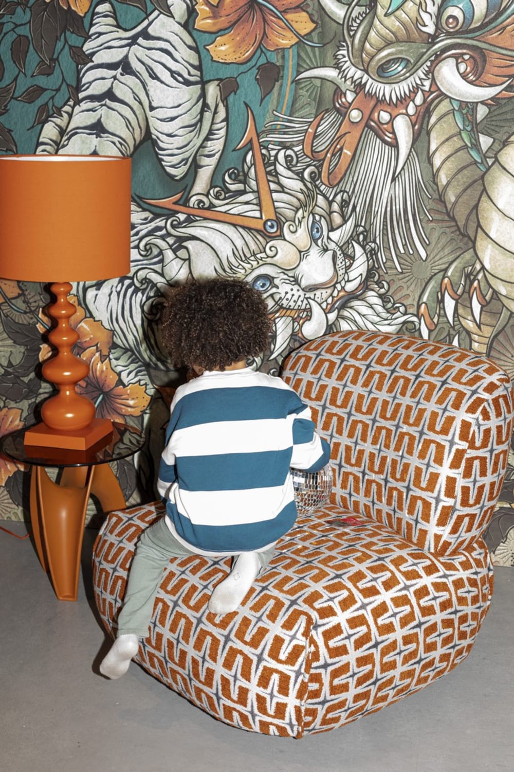 Fauteuil Lounge Rétro en Tissu Graphique