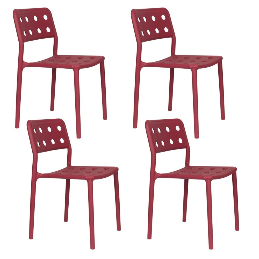 lot 4 chaises jardin - rouge