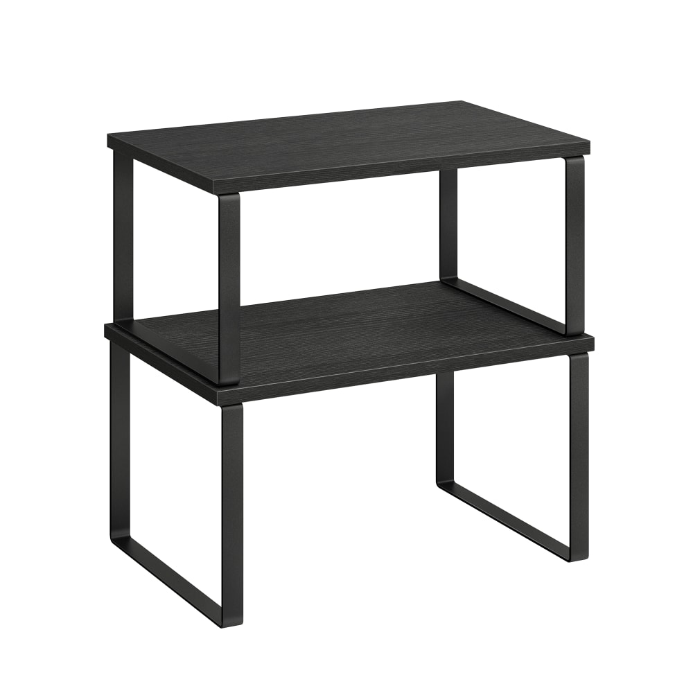 Lot de 2 étagère à épices empilable métal bois d’ingénierie noir
