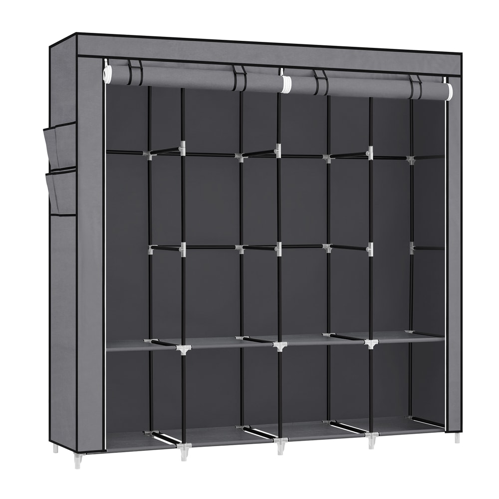 Armoire chambre en tissu 45 x 170 x 167 cm 4 compartiments gris