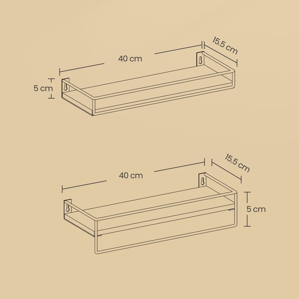 Ensembles de 2 étagères flottantes pour salle de bain marron et noir — vue 4