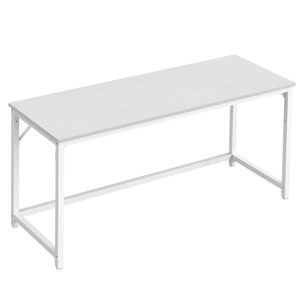 Bureau d'ordinateur 160 x 60 x 76 cm cadre en métal blanc