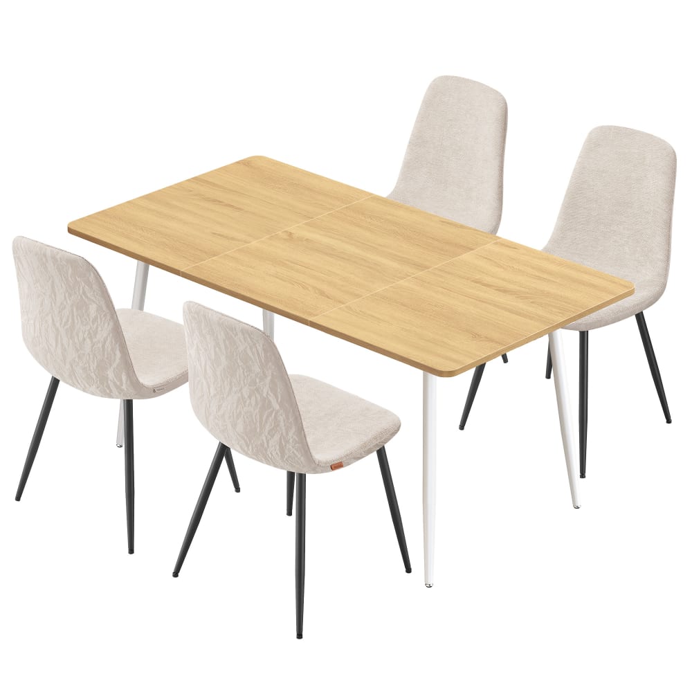 Table à manger avec 4 chaises pour 4 à 6 personnes doré et blanc