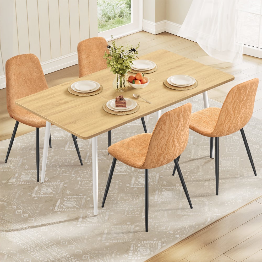 Table à manger avec 4 chaises pour 4 à 6 personnes doré et marron