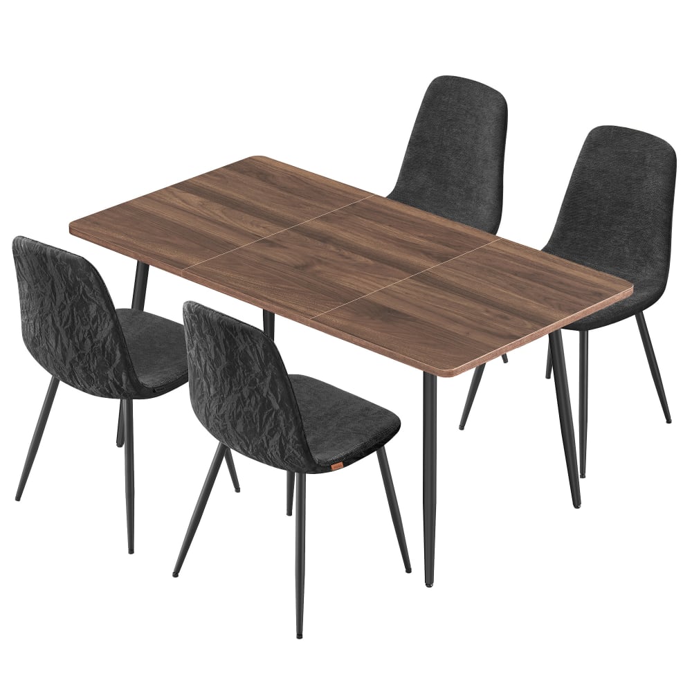 Table à manger avec 4 chaises pour 4 à 6 personnes noyer et gris