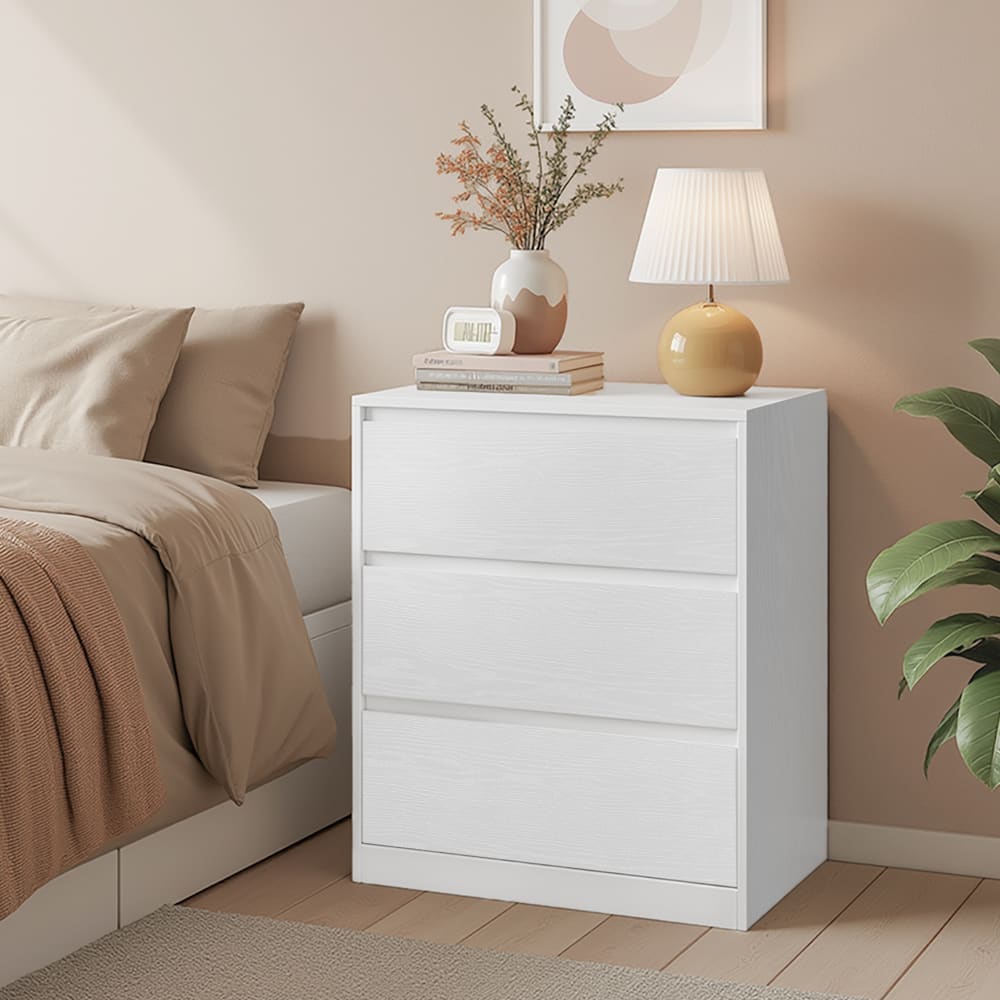 Commode chambre 3 sans poignée de rangement 60 x 40 x 75 cm blanc