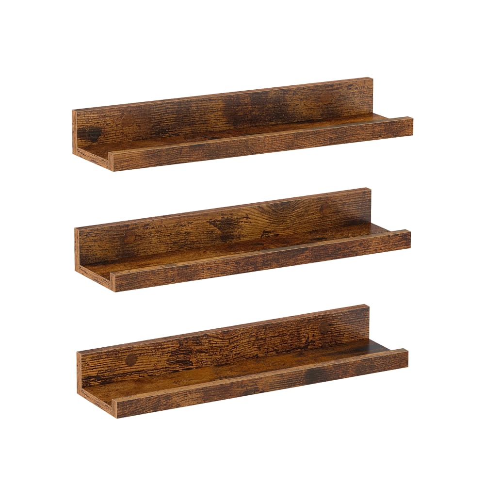 Lot de 3 étagères murales étagères flottantes à bords hauts marron