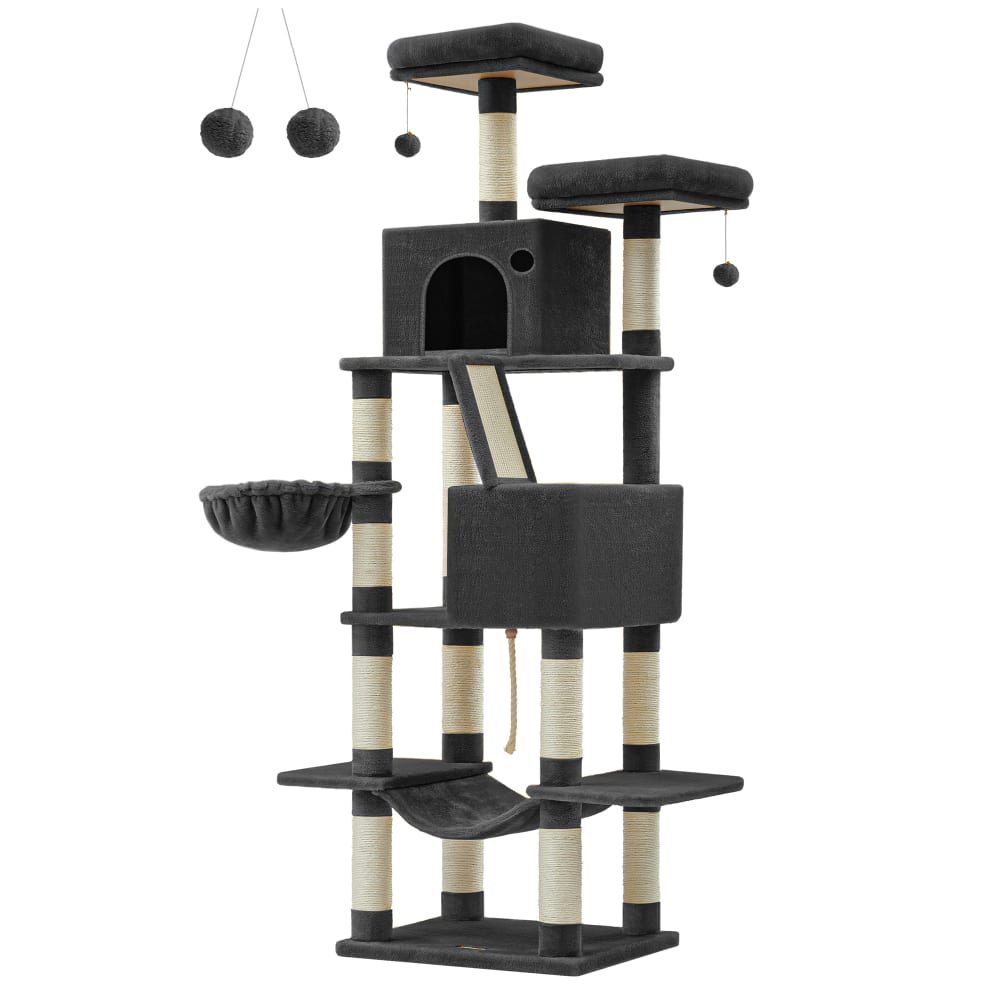 Arbre à chat hauteur 206 cm multi-niveaux intérieur noir