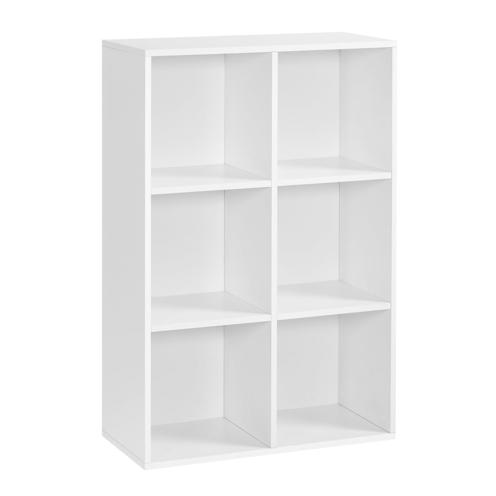 Bibliothèque meuble de rangement avec 6 compartiments blanc