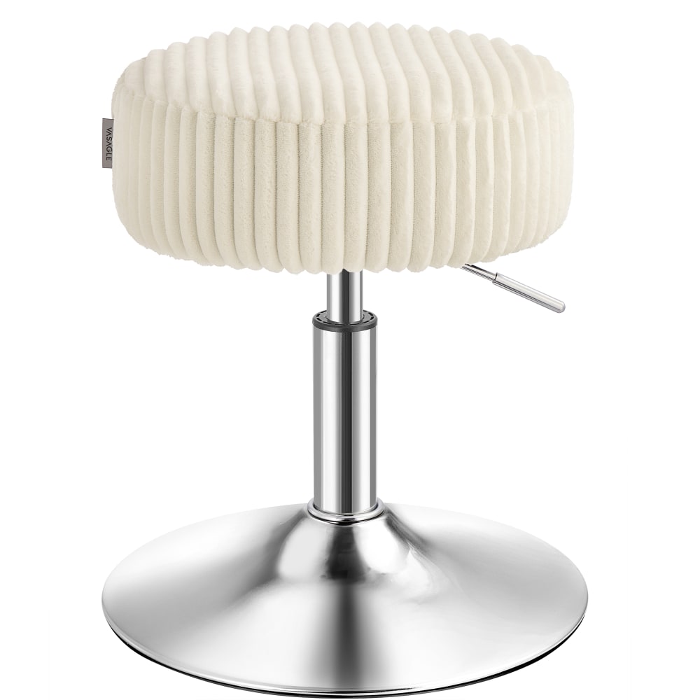 Tabouret de bar réglable pivotant à 360° velours côtelé blanc