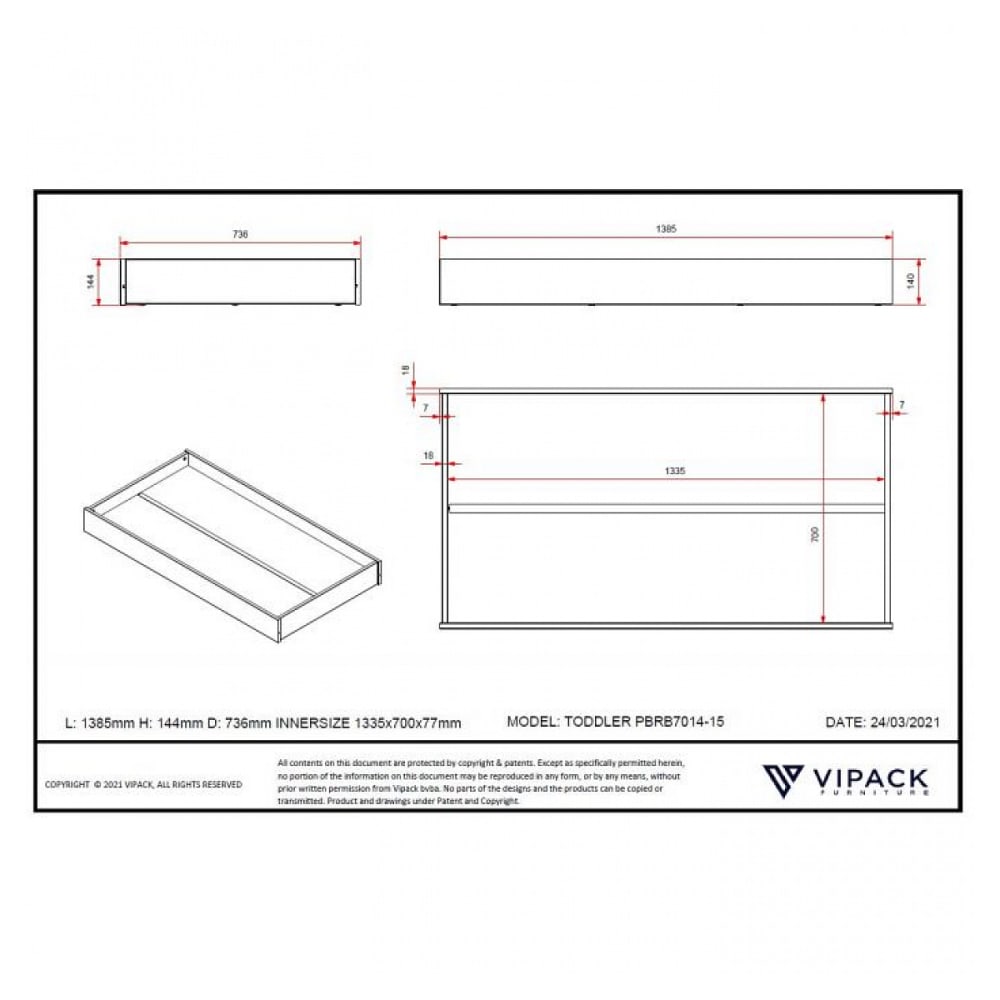 Tiroir lit gigogne junior gris