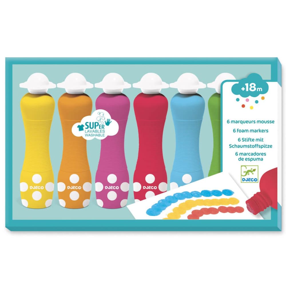 Djeco - Lot de 6 marqueurs mousse