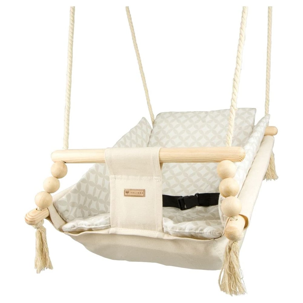 Bascule pour bébé crème, carreaux crème (Velinda) - Image 1
