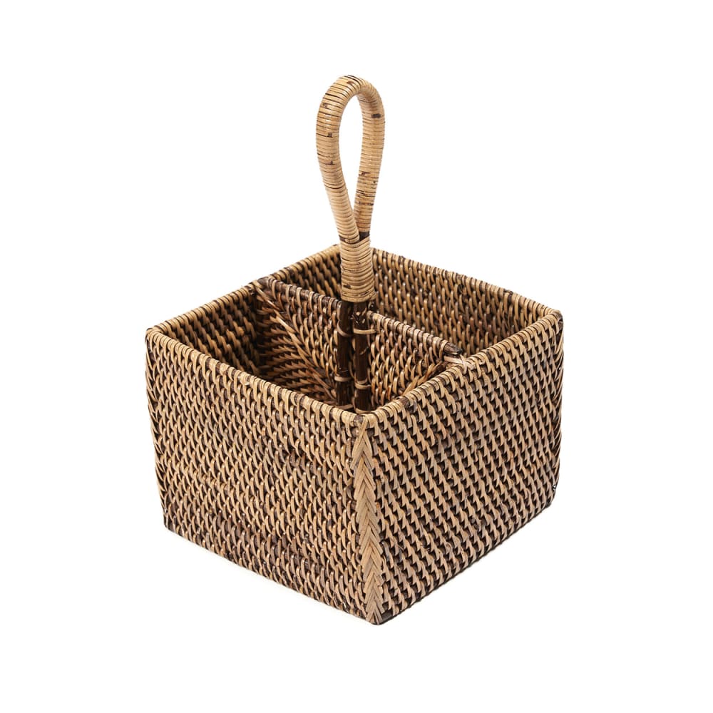 Panier rotin marron 18x18x29cm