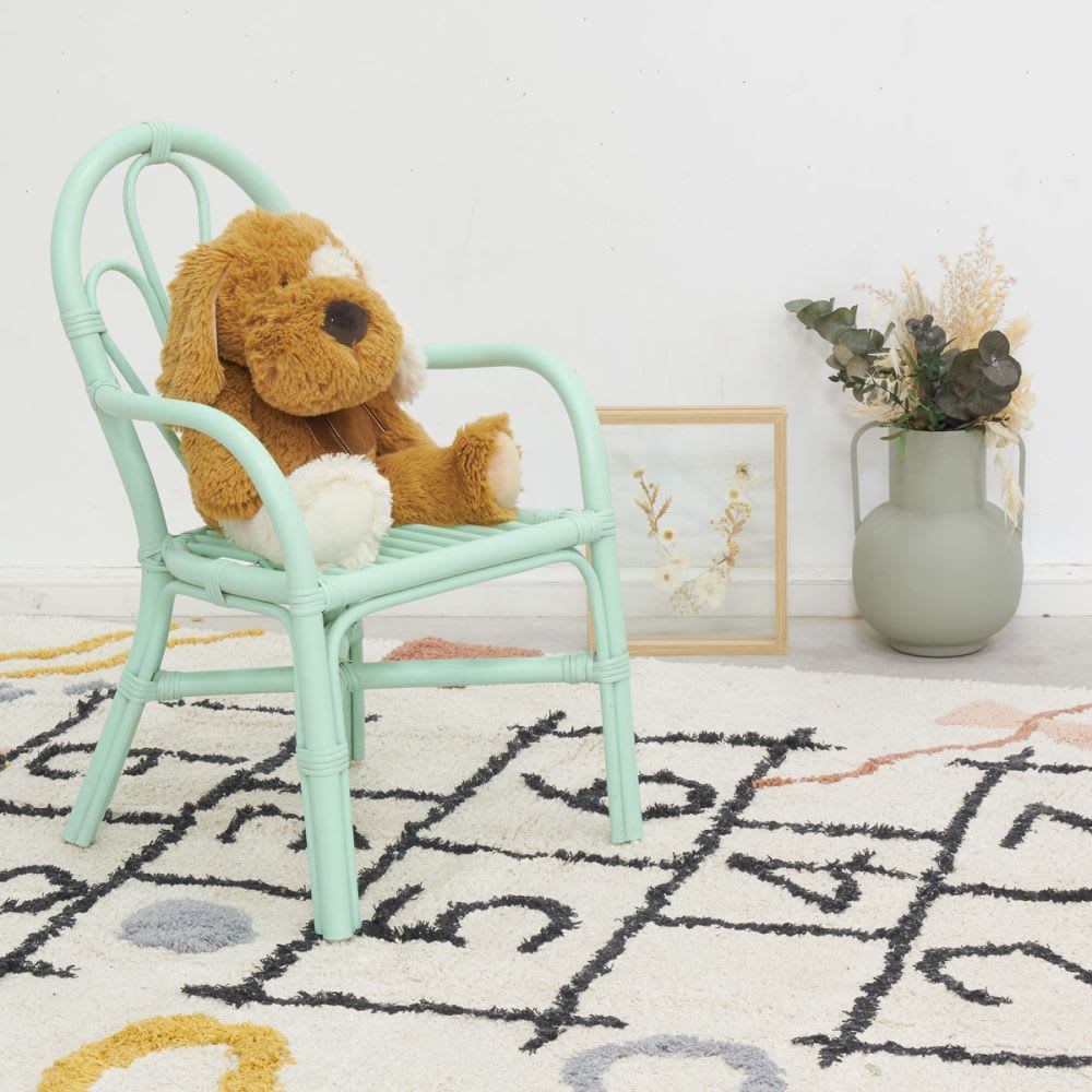 Fauteuil enfant en rotin joseph vert (Aubry Gaspard) - Image 1