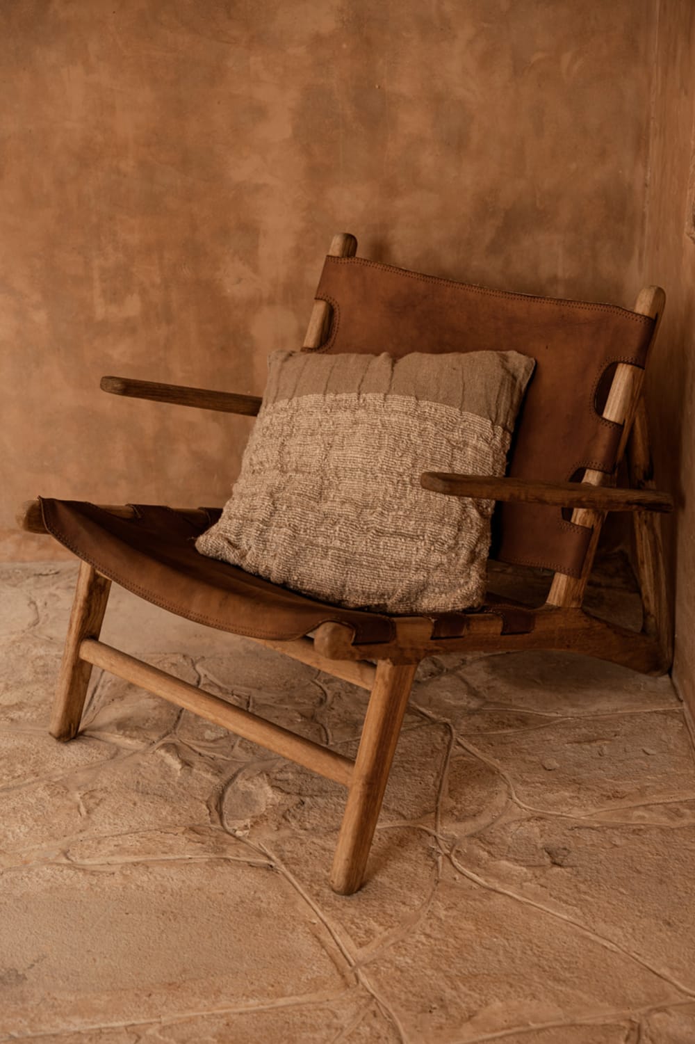 Kissenbezug aus leinen in braun, 50x50x3cm - Maisons Du Monde