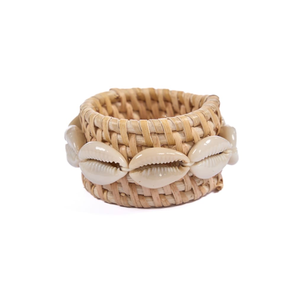 Bazar Bizar Serviettenring aus muscheln und rattan in braun und weiß, 7x7x2cm - -