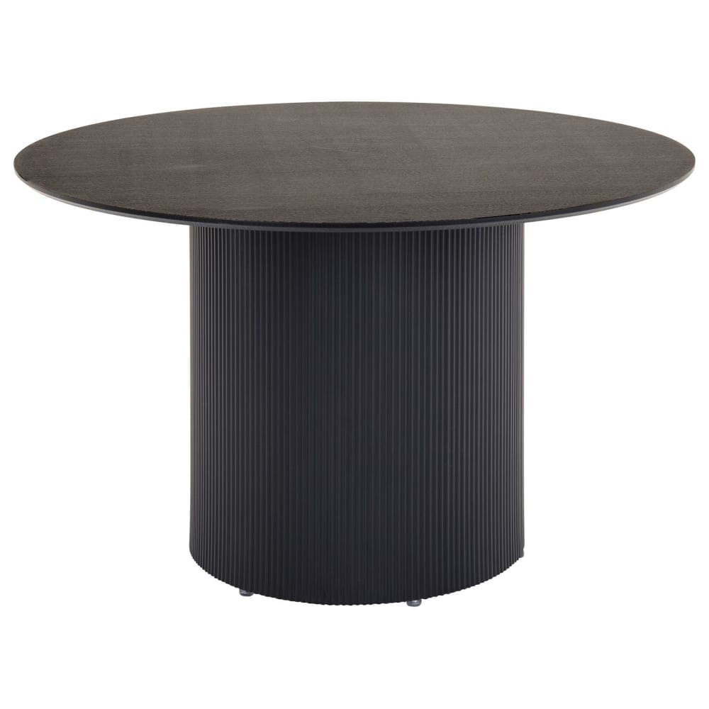 Table à manger ronde avec pied cannelé en métal, noir