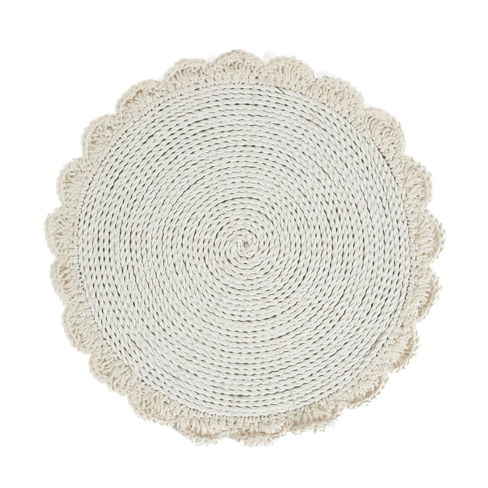 Set de table herbe de mer et coton blanc 40x40x1cm