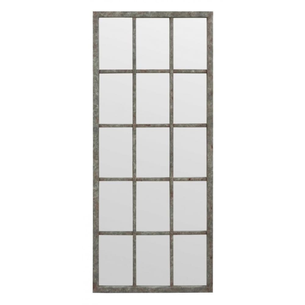 Grand miroir rectangulaire fenêtre en bois argent