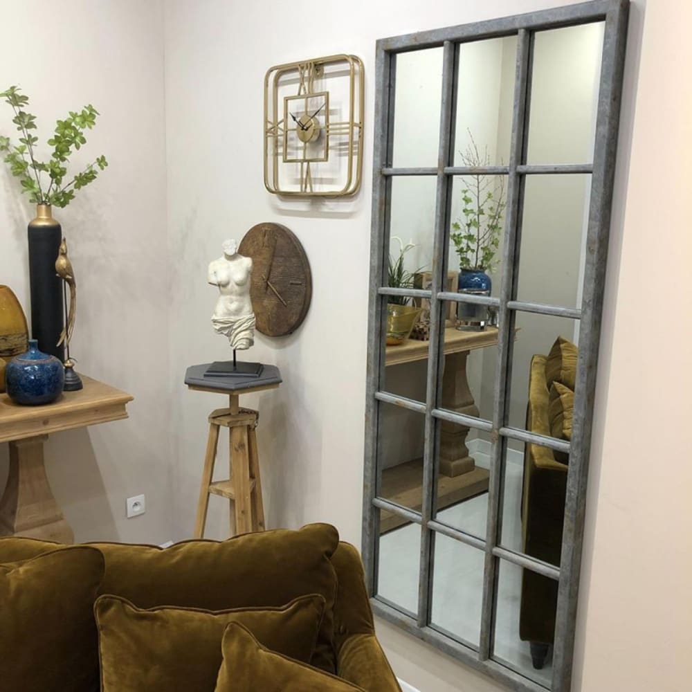 Grand miroir rectangulaire fenêtre en bois argent - Maisons du Monde