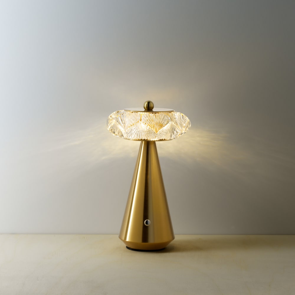 Lampe de table fer et laiton 13,5x13,5x24,5cm — vue 3