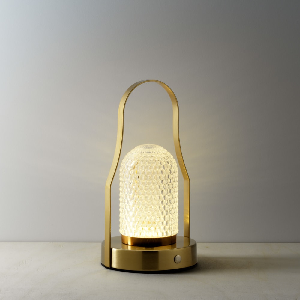 Lampe de table fer et laiton 12,5x12,5x23,5cm — vue 3