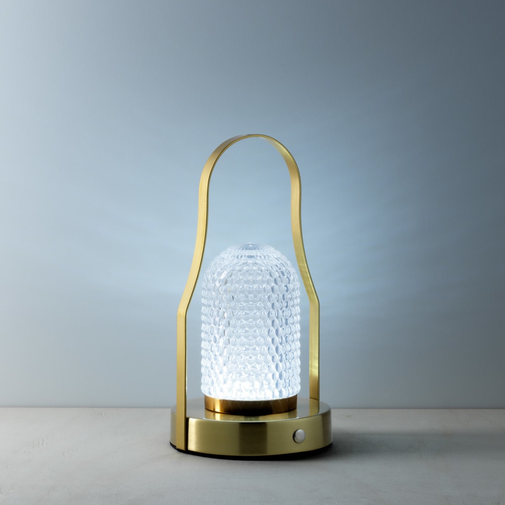 Lampe de table fer et laiton 12,5x12,5x23,5cm — vue 4