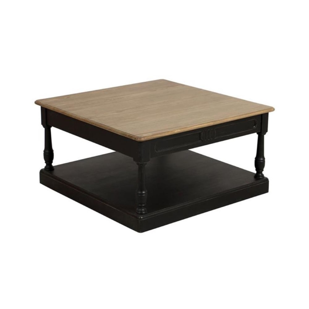 Table basse carrée en bois noir
