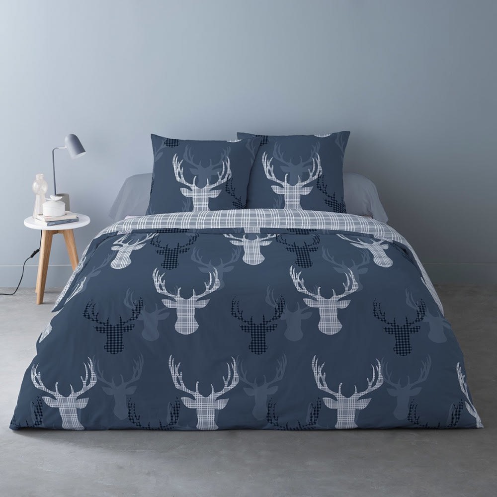 Parure de couette 100% coton flanelle imprimée 240x220cm 2 taies