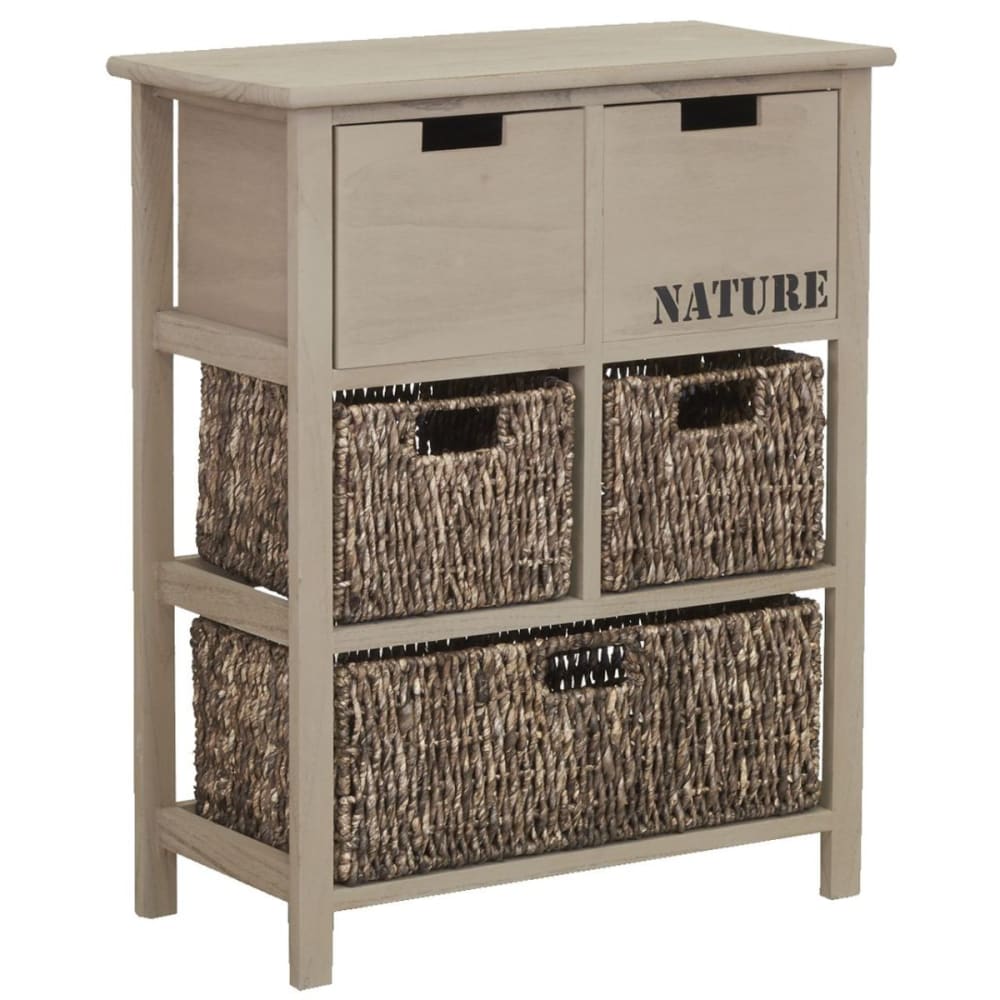 Commode en bois et maïs ''nature'' 5 tiroirs