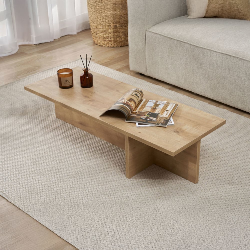 Table basse rectangulaire 120x45x30 cm couleur chêne - teona Table basse rectangulaire 120x45x30 cm couleur chêne - teona