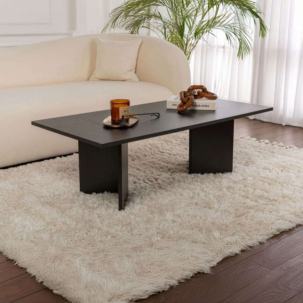 Table basse rectangulaire design 119x60x40 cm décor noir - liora Table basse rectangulaire design 119x60x40 cm décor noir - liora