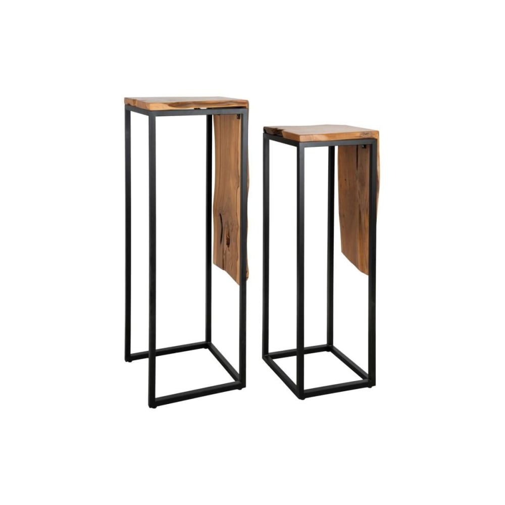 Console en teck et métal -  sellettes gigognes