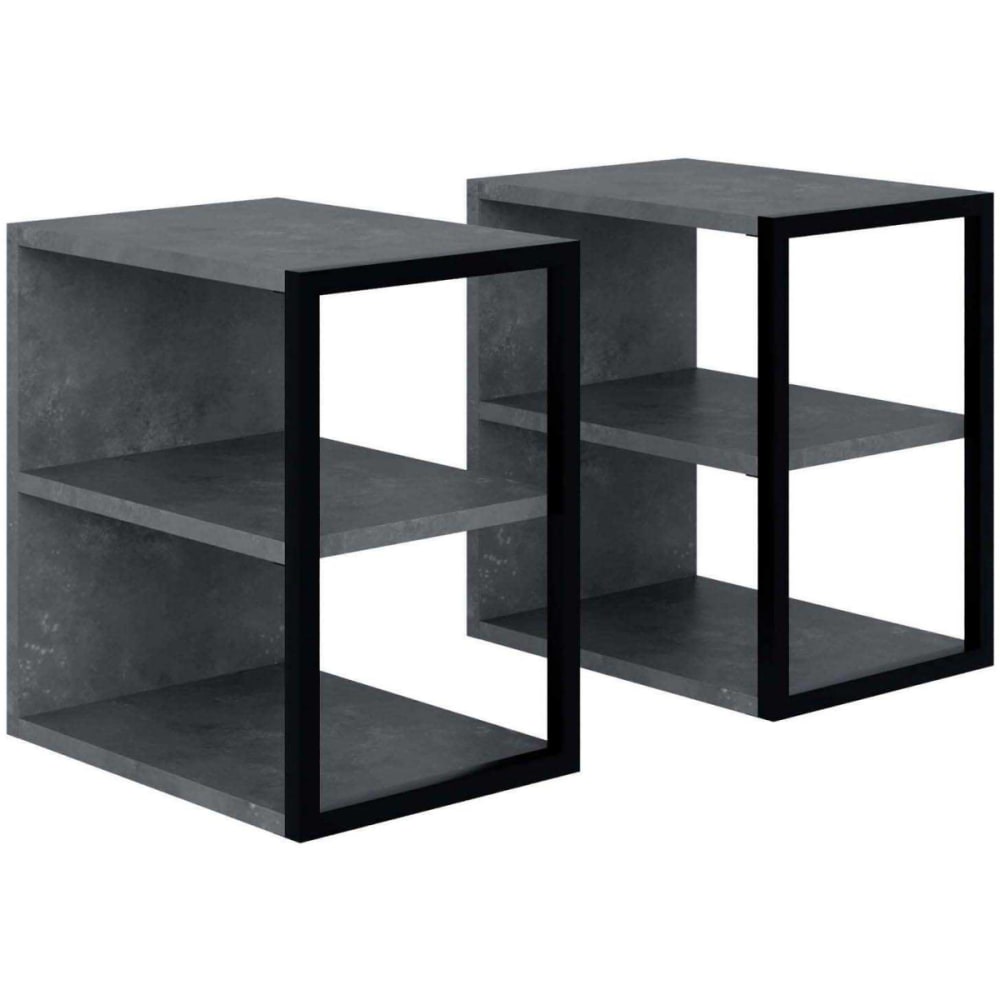 Bout de canapé en aggloméré echo (lot de 2) gris Bout de canapé en aggloméré echo (lot de 2) gris