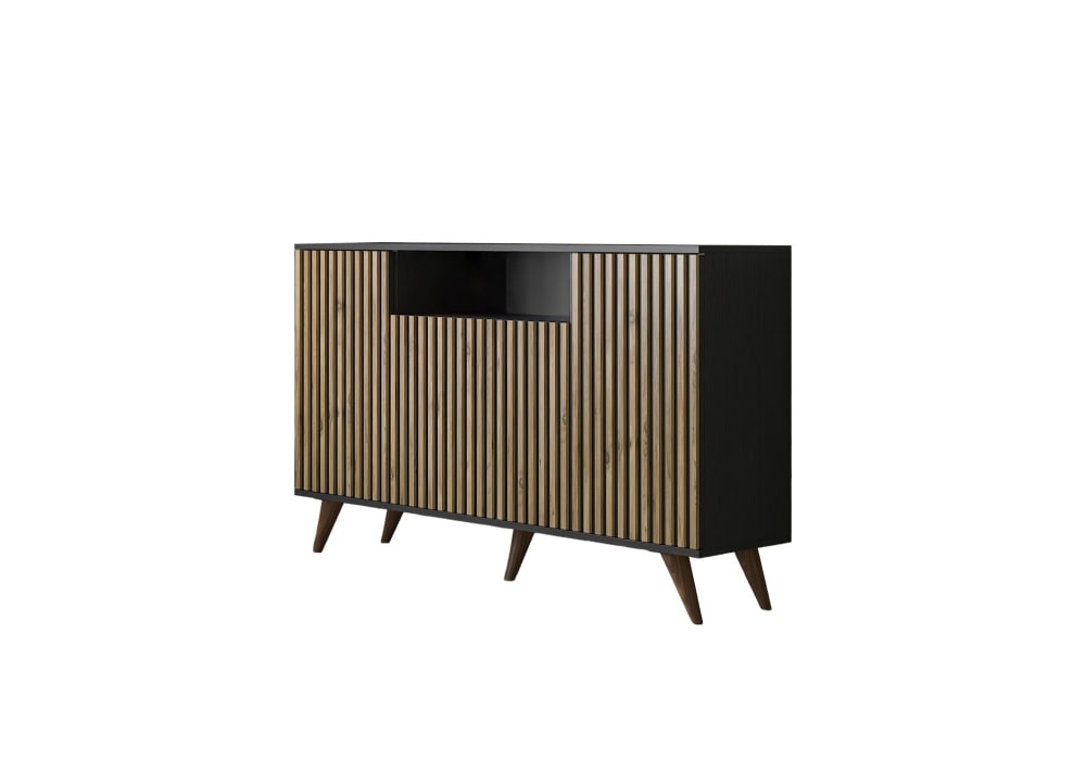 Buffet en bois noir 140 x 35 x 91 cm