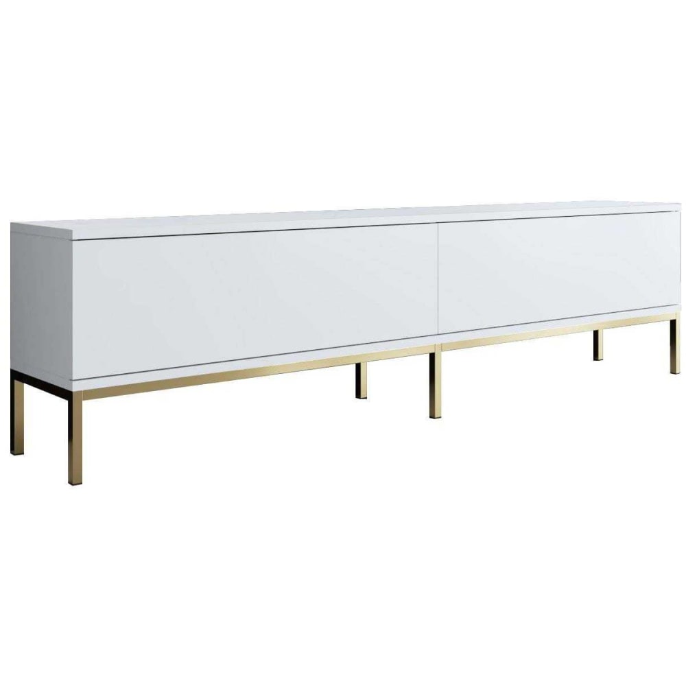 Meuble tv en aggloméré et métal  blanc et doré